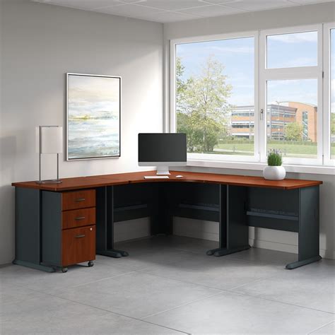 Also, with a desk with lateral file cabinet you have a nice handy place for your paper files. Bush Business Furniture Series A 84W x 84D Corner Desk ...