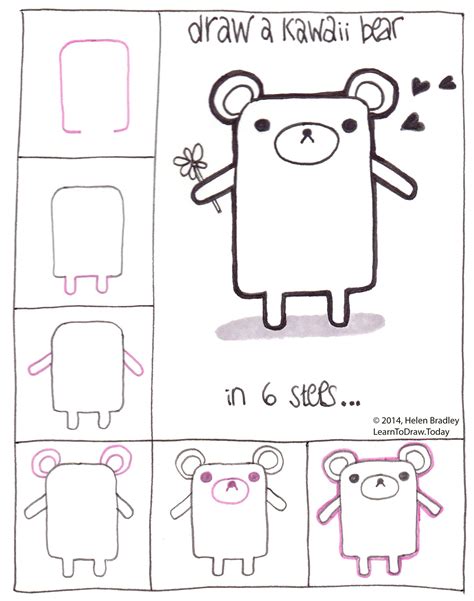 Kawaii Teddy Bear Learn To Draw Kawaii Drawings Doodle Drawings