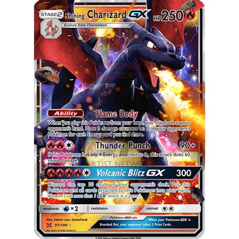 Shining Charizard Gx Custom Pokemon Card Zabatv
