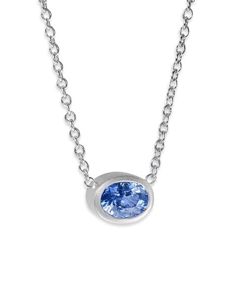Oval Light Blue Sapphire Pendant Necklace Turgeon Raine