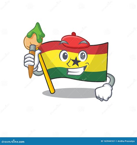 Cartoon Flag Ghana Isolated In Character Painter Stock Vector