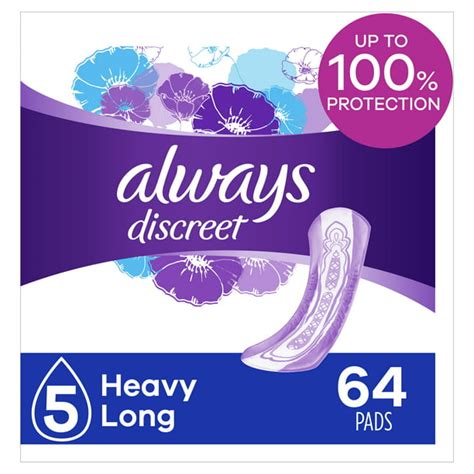 Always Discreet Heavy Long Incontinence Pads 64 Count