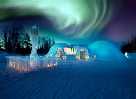 igloo under northern lights alaska shelly lighting