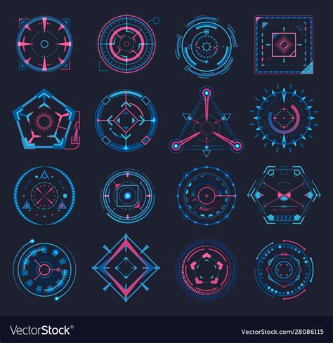 Set Isolated Aim Or Game Crosshair Target Vector Image