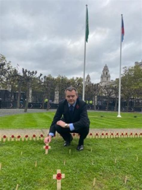 Nick Thomas Symonds Lays Torfaens Cross In Garden Of Remembrance Nick Thomas Symonds For Torfaen