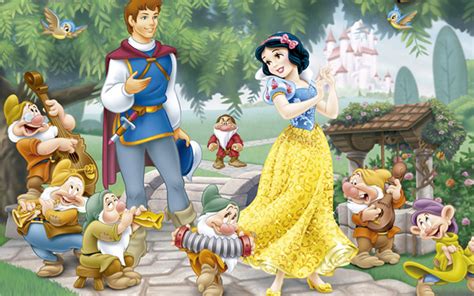 Princess Snow White Prince Ferdinand And Seven Dwarfs Hd Wallpaper High