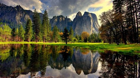 Papéis De Parede Parque Nacional De Yosemite Eua Lago Reflexão Da