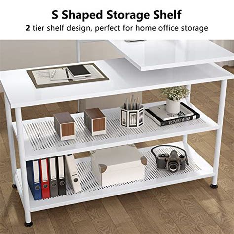 Tribesigns Modern L Shaped Desk With Storage Shelves 360°rotating Desk