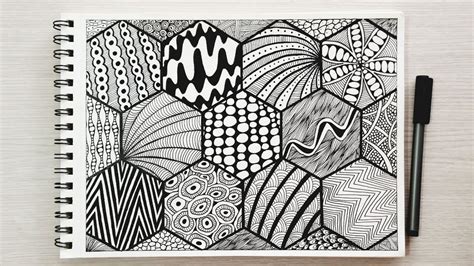 Easy Doodlezentangle Patterns In Hexagon Grids For Beginners Learn