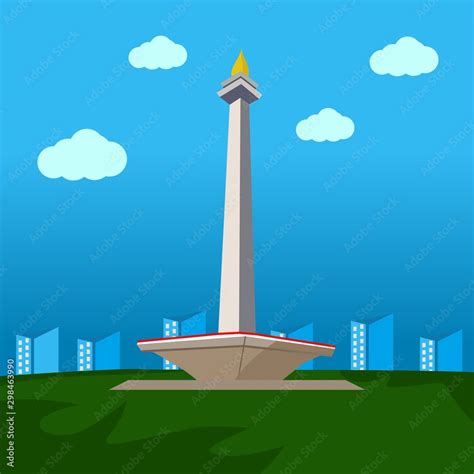 Monas Vector Monumen Nasional Indonesia Jakarta City Image Vector