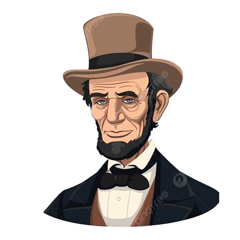 모자와 나비 넥타이가 있는 만화 벡터 스타일의 링컨의 생일 클립 아트 에이브러햄 링컨 링컨의 생일 클립 아트 만화 Png