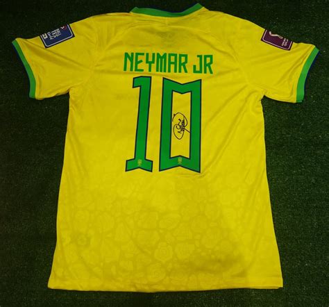 neymar jr signed brazil home world cup signature shirt jersey coa 2022 etsy