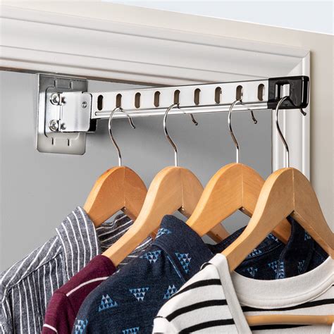 Over The Door Collapsible Clothes Hanger Holder Chrome Clothes