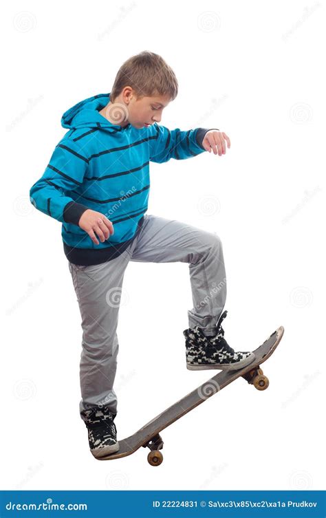 Handsome Teenage Skateboarder Posing Stock Image Image 22224831
