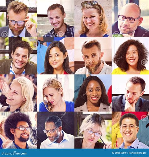 Collage Diverse Faces Group People Concept Stock Photo Image Of
