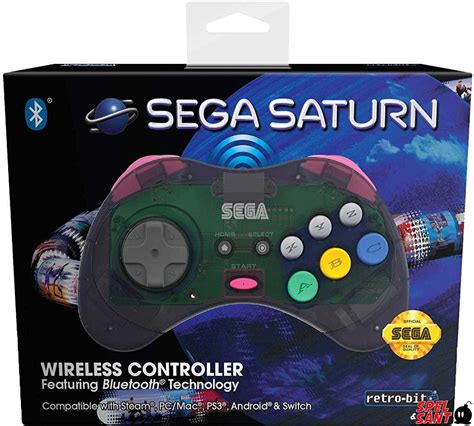 Retro Bit Sega Saturn 8 Button Wireless Controller Slate Grey Spel