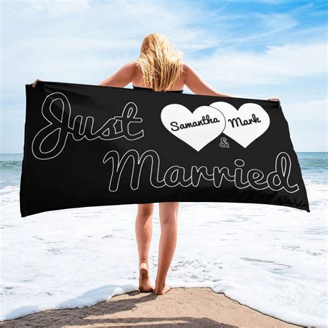 Just Married Custom Beach Towel Personalized Wedding Towels Ts