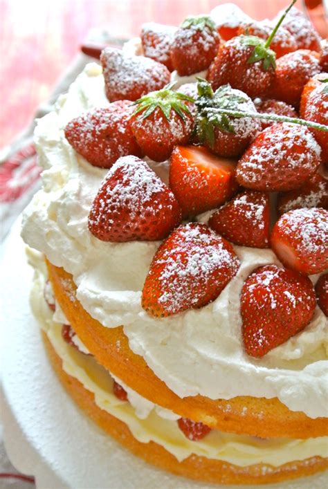 Ruby Red Strawberry Victoria Sponge Cake With Lemon Mascarpone Filling