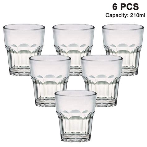 Drinking Glasses Acrylic Set Of 6 Clear Tumbler Dishwasher Safe For Birthday Or Pool Parties