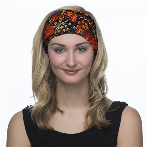 Fall Floral Patterned Sports Headband By Hoo Rag