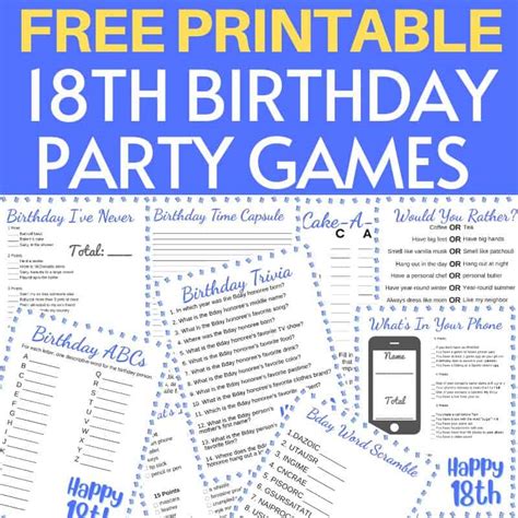 18th Birthday Party Games Free Printables Parties Made 45 Off