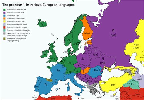 The Pronoun I In Various European Languages With Their Origin R