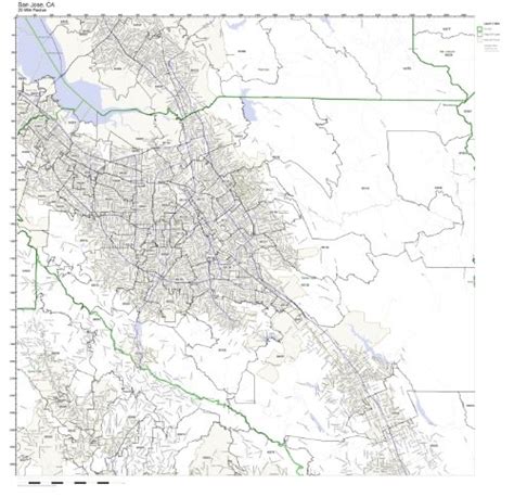 San Jose Ca Zip Code Map Laminated Office Products