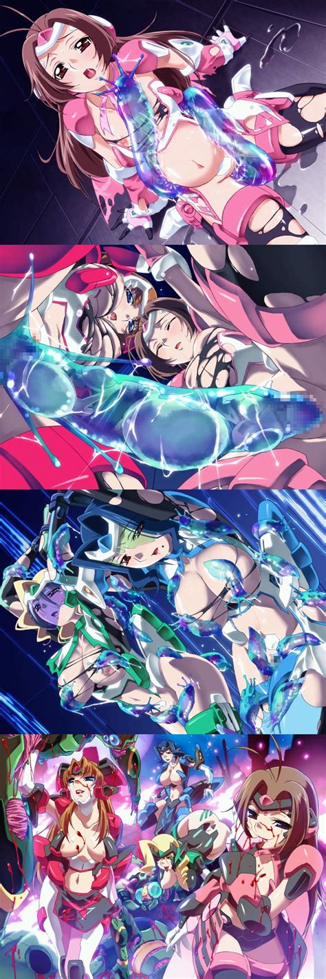 Hitoduma Sentai Aisaiger Slime Absurdres Highres 4girls 4koma Armor Bad End Before And