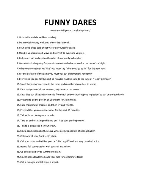 81 Incredibly Fun And Funny Dares Over Text Or Irl Funny Dares Funny