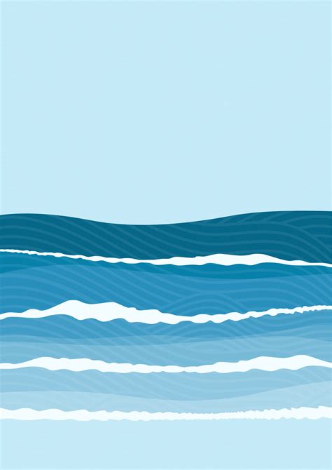 Sea Waves Minimalist Aesthetic Illustration Poster Abstract Ocean Wave