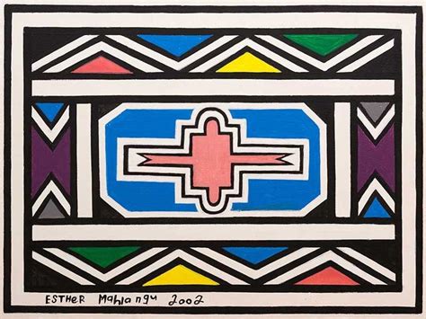 Esther Mahlangu Ndebele Patterns 2002 Oil
