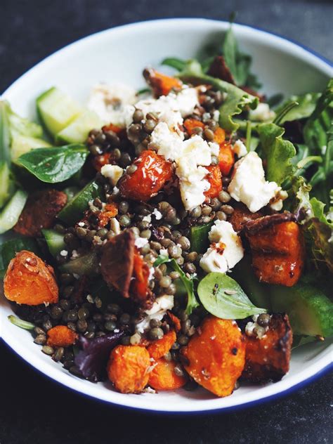 Lentil Feta And Roasted Carrot Salad Recipe Healthy Wholesome Salad