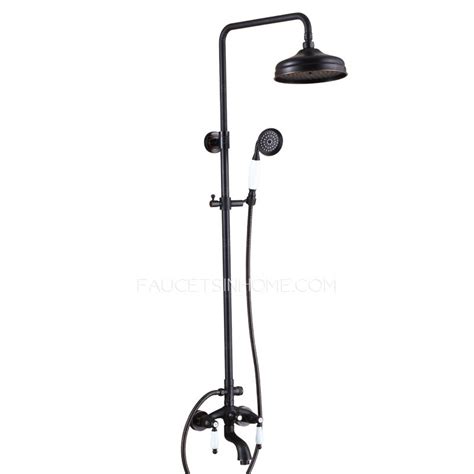 Antique Oil Rubbed Bronze Black Two Handle Outdoor Shower