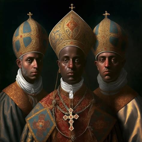 Three African Popes By Virginia S Benedicte Public Domain Catholic Painting