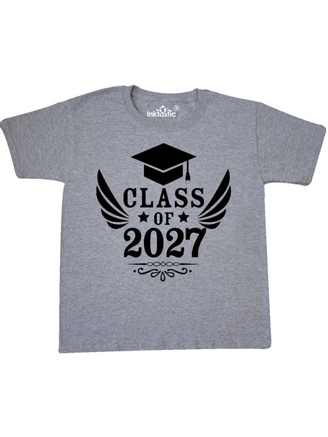 Inktastic Class Of 2027 With Graduation Cap And Wings Youth T Shirt