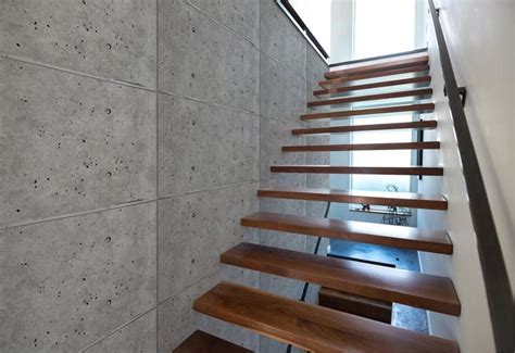 Composity fully represents the concept of the smart design applied to. faux concrete panels in the hallway (With images) | Inspiration wall, Stairs, Modern industrial