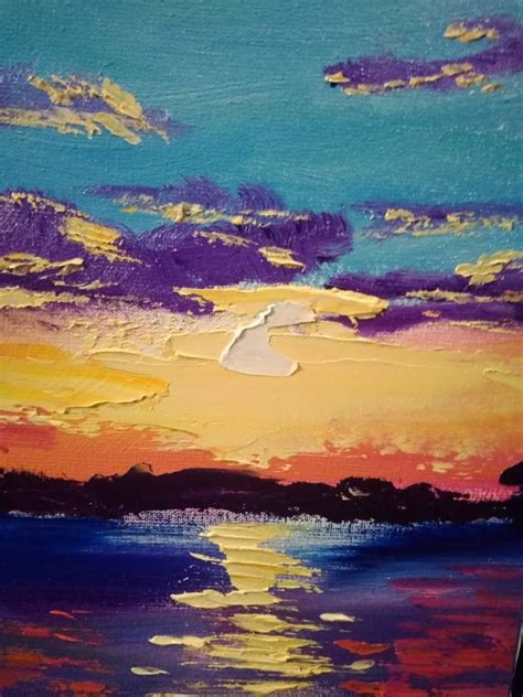 Romantic Sunset Impressionism Landscape Original Oil Painting Etsy