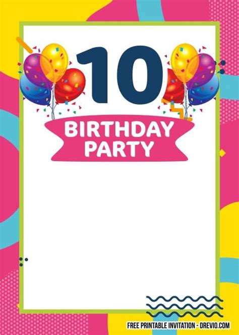 Free Printable 10th Birthday Invitation Templates Download Hundreds