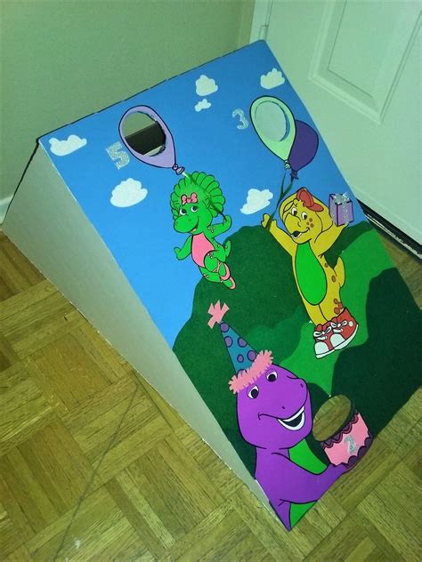 Barney Party Game Diy Hand Drawn Characters On A Skee Ball Bean Bag