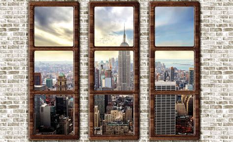 New York City Skyline Window View Wall Paper Mural Buy At Ukposters