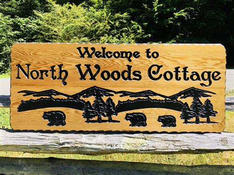 Large Custom Wood Sign With Bear And Woods Nwc Wood Signs Of
