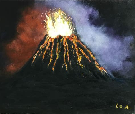 Volcano Painting Eruption On Hawaii Island Art With Aloha