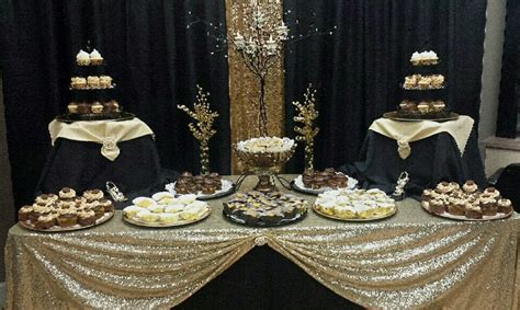 Black And Gold Dessert Table Black And Gold Party Decorations Gold