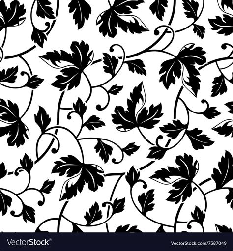 Seamless Abstract Black Leaves Background Isolated
