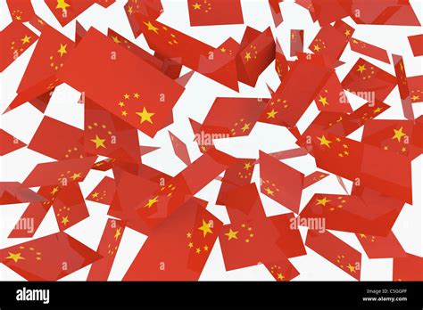 Chinese Flags In The Air 3d Illustration Stock Photo Alamy