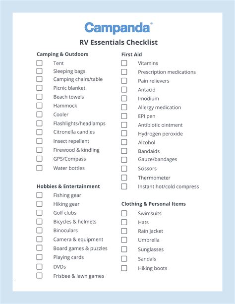 Rv Checklist Printable List Sexiz Pix