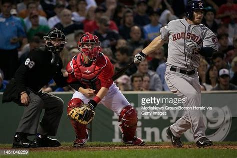 Red Sox Catcher Christian Vazquez And Home Plate Umpire Cory Blaser