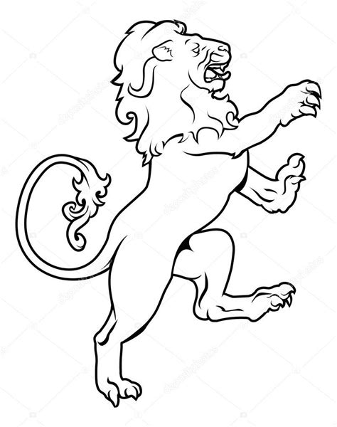 Illustration Of A Heraldic Lion On Its Hind Legs Like Those Found On A