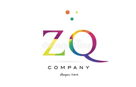 Zq Z Q Creative Rainbow Colors Alphabet Letter Logo Icon Stock Vector