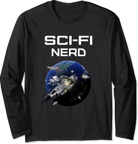 Sci Fi Nerd Spaceship And Earth Long Sleeve T Shirt Uk